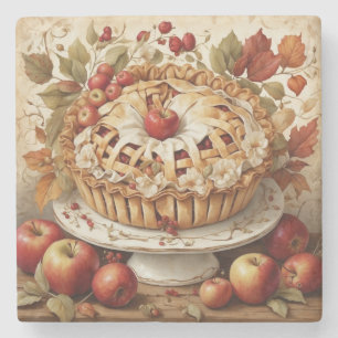 Autumn Apple Pie Stone Coaster
