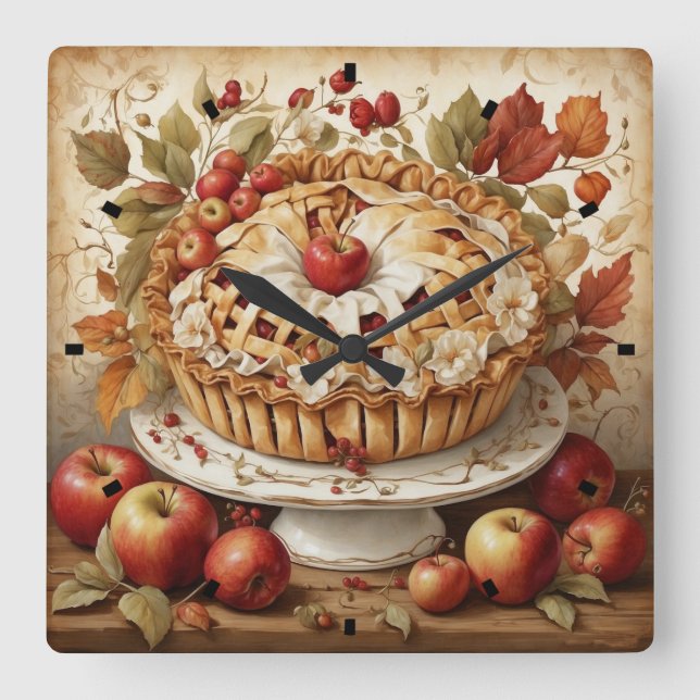 Autumn Apple Pie Wall Clock (Front)