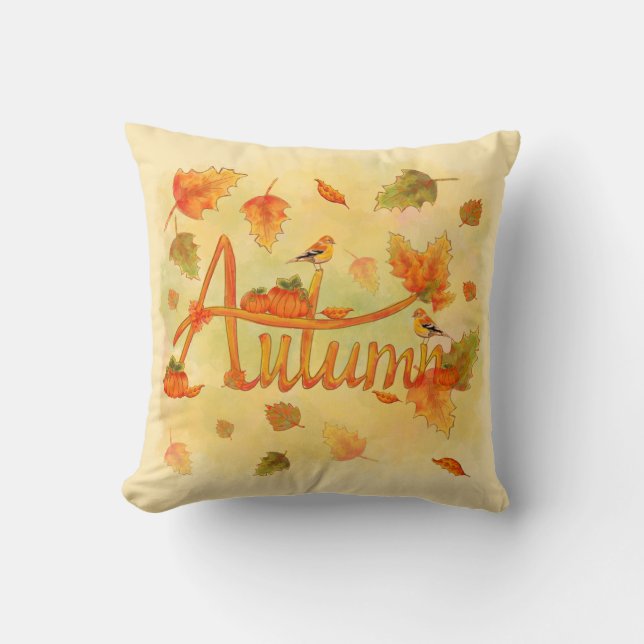 Autumn Art with Hand Lettering Cushion (Front)