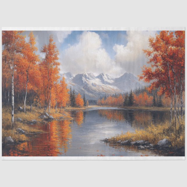 Autumn Aspen Forest and Mountains Landscape Tissue Paper (Front)