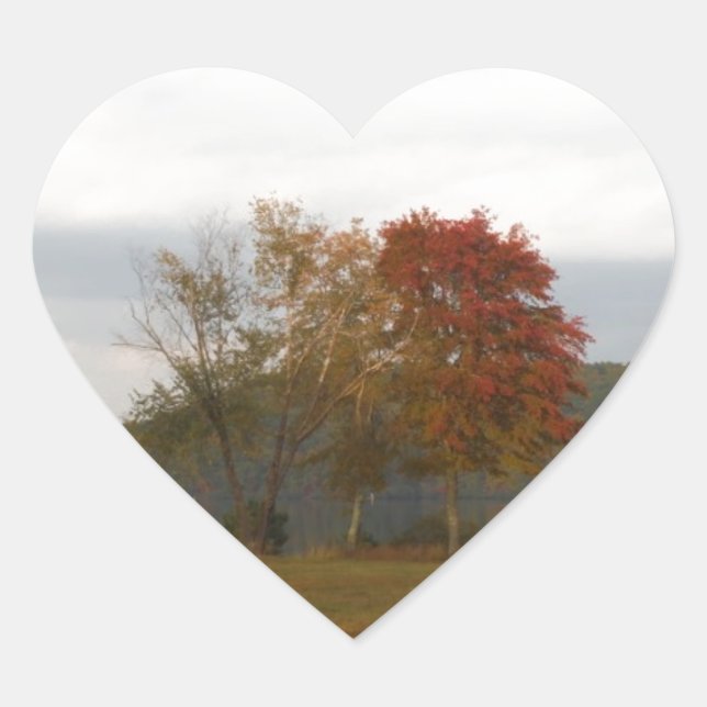 Autumn at Lake Arrowhead. Heart Sticker (Front)