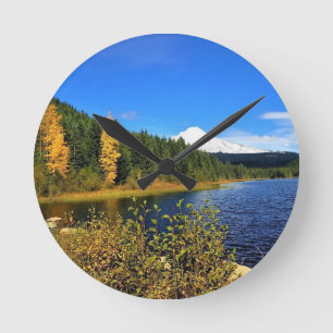 Autumn at Trillium Lake Round Clock