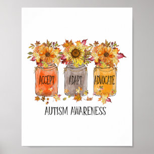 Autumn Autism Awareness Accept Adapt Advocate Flow Poster