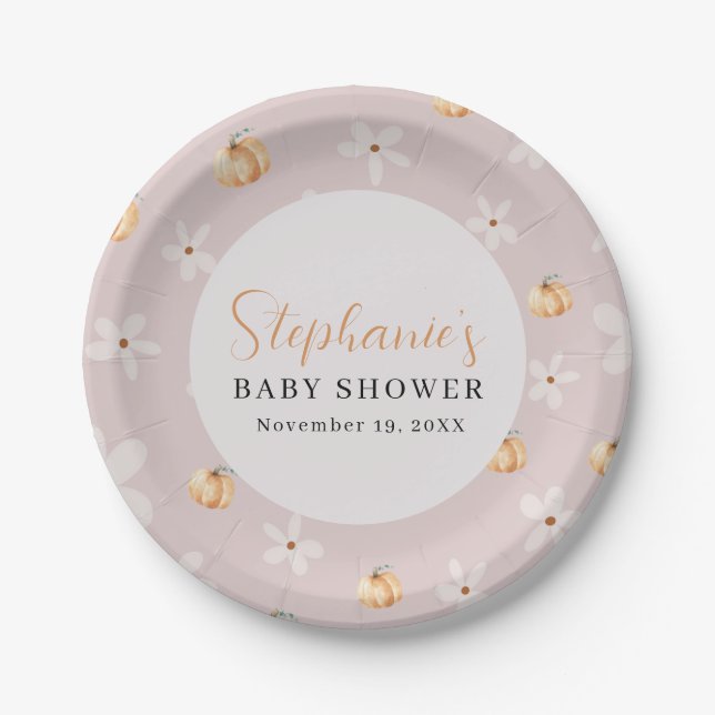  Autumn Baby Fall A Little Pumpkin Baby Shower  Paper Plate (Front)