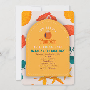 Autumn baby first birthday Invitation