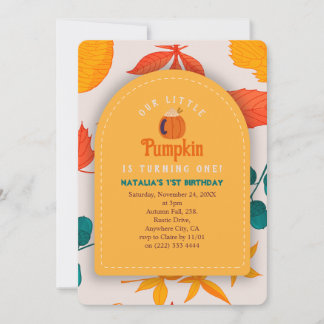Autumn baby first birthday Invitation