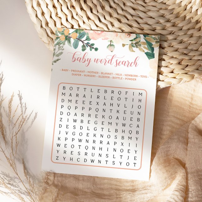 Autumn Baby Shower Baby Word Search Game Card (Creator Uploaded)