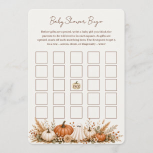 Autumn Baby Shower Bingo Game Pumpkin Little Boo Card