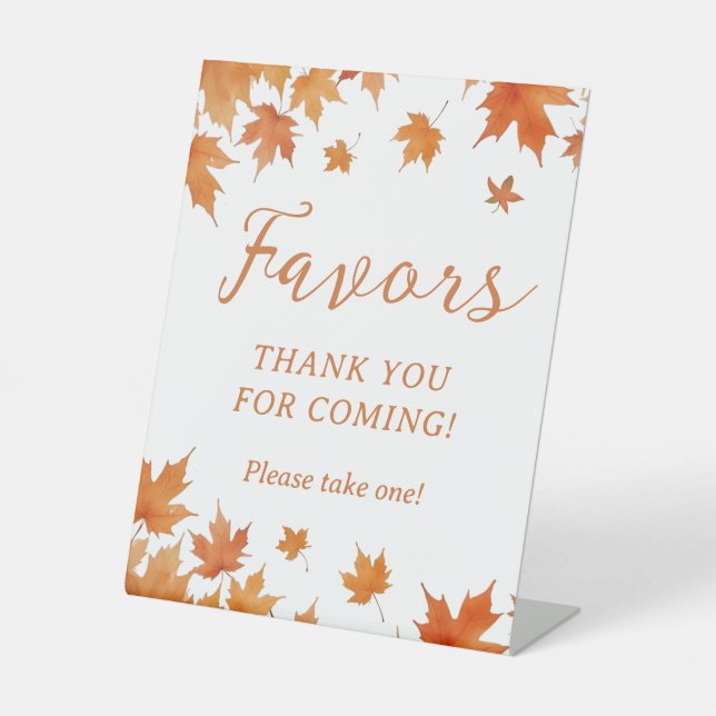 Autumn Baby Shower Favour Pedestal Sign (Front)