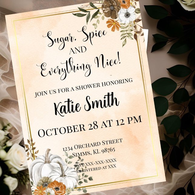 Autumn Baby Shower Invitation – Peach Watercolor (Creator Uploaded)