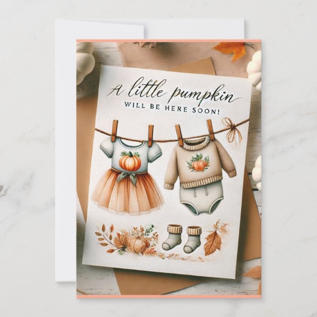 "Autumn Baby Shower Invitation with Watercolor  (Front)