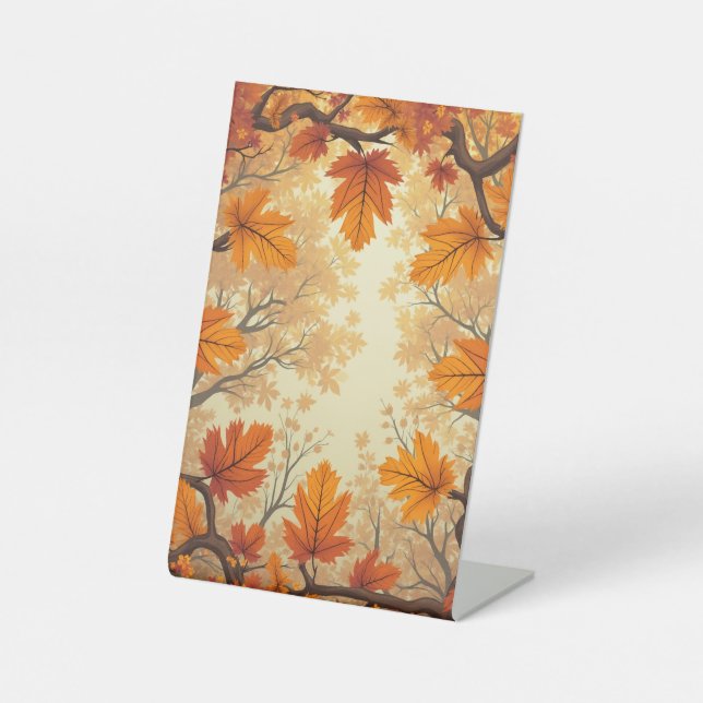 Autumn background pedestal display pedestal sign (Front)