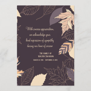 Autumn Background Sympathy Thank You Card