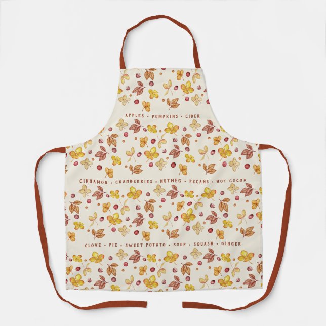 Autumn Baking Spices and Floral  Apron (Front)