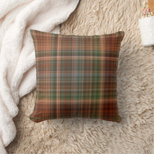 Autumn Baldcypress Orange, Red, and Green Plaid Cushion