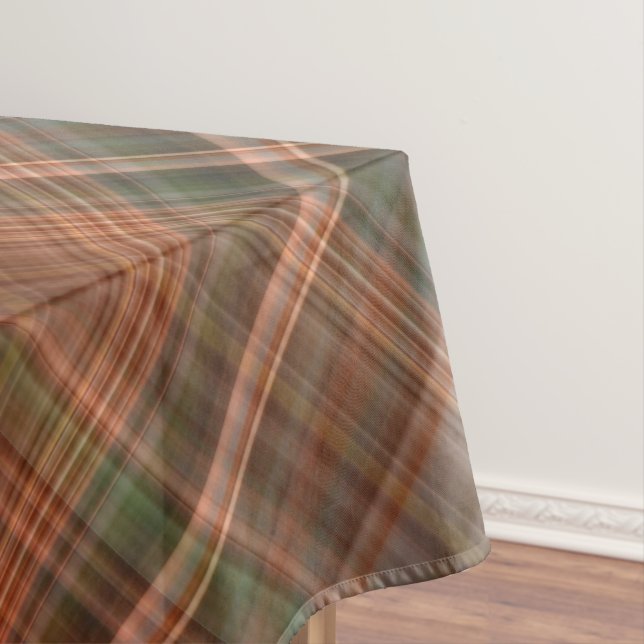 Autumn Baldcypress Orange, Red, and Green Plaid Tablecloth (In Situ)