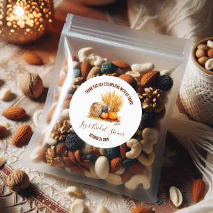 Autumn Bale of Hay and Pumpkin Bridal Shower Favou Classic Round Sticker