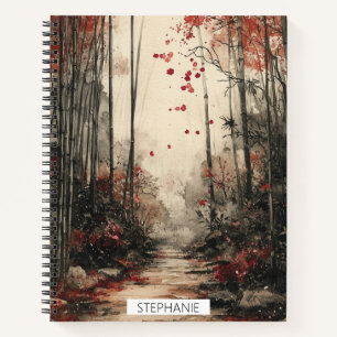 Autumn Bamboo Path Ink Wash Notebook