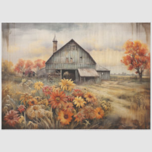 Autumn Barn scene Tissue Paper