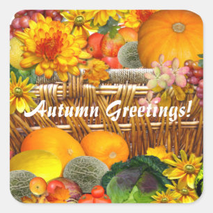 Autumn Basket ~ Envelope Seal/sticker Square Sticker