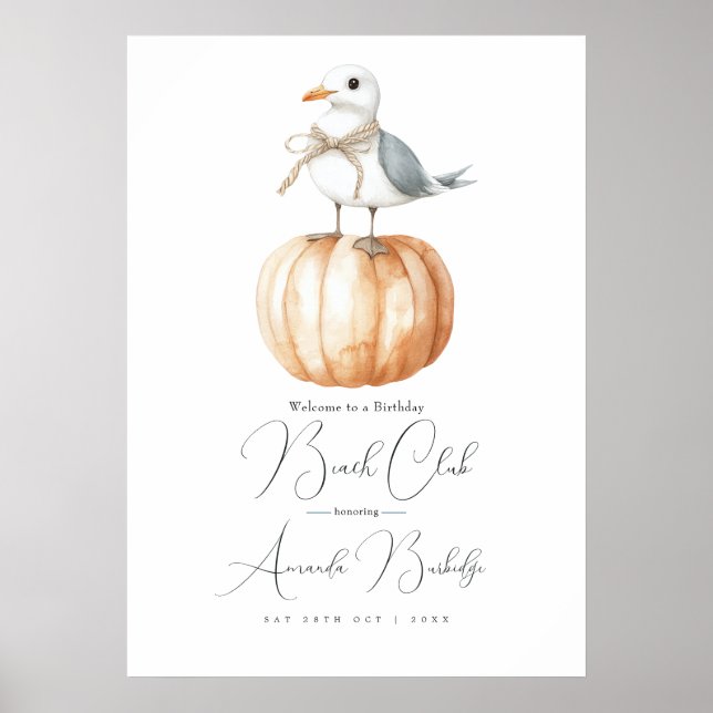 Autumn Beach Club Welcome Sign - Coastal Chic Fall (Front)