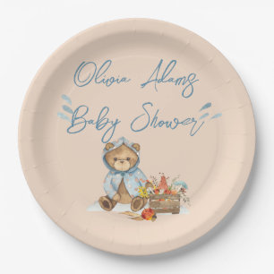 Autumn Bear Baby Shower Paper plate, Bearly wait Plate
