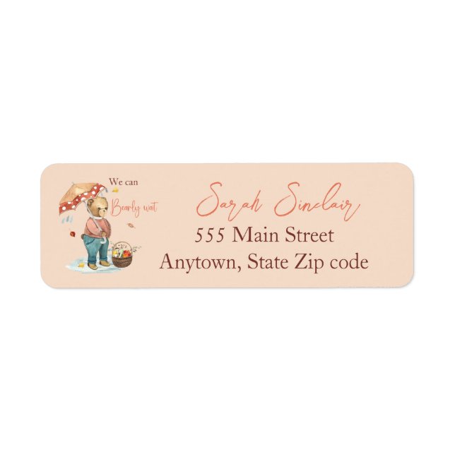 Autumn Bear Baby Shower Return Address labels (Front)