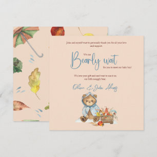 Autumn Bear Baby Shower Thank you, Fall bear You Card