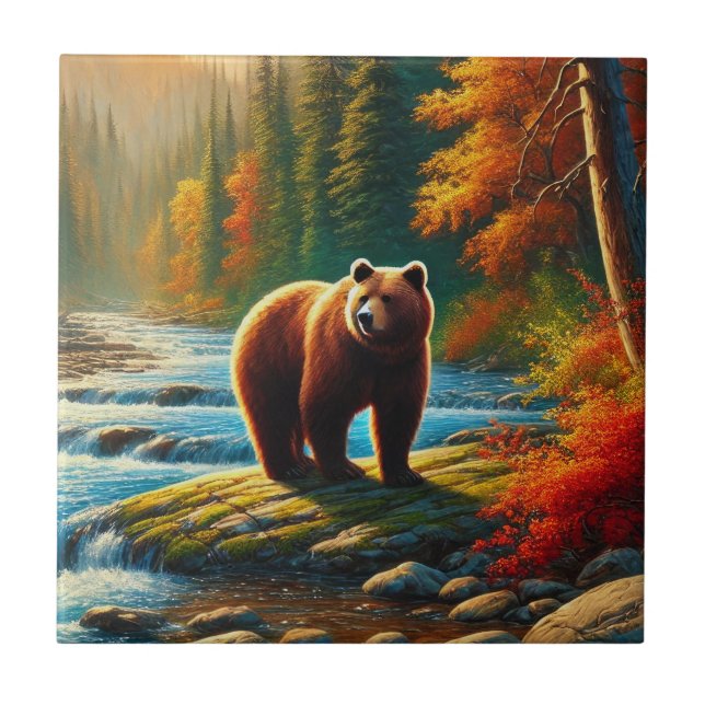 Autumn Bear Ceramic Tile (Front)
