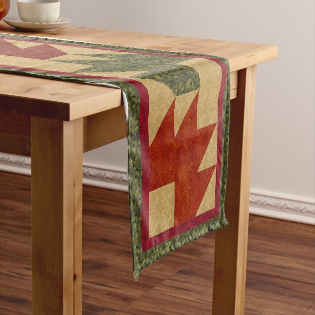 Autumn Bear Paw Quilt Design Short Table Runner (In Situ)