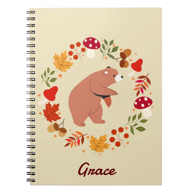 Autumn Bear Spiral Photo Notebook (Front)
