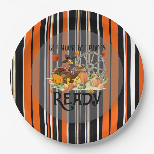 Autumn Beautiful Modern Thanksgiving Collection Paper Plate (Front)