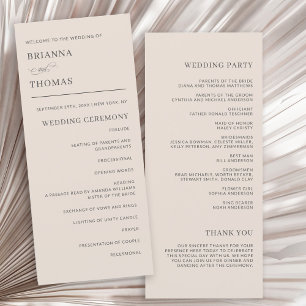 Autumn Beige Simple Elegant Wedding Program
