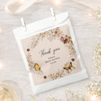 Autumn Beige Wildflower Watercolor Bridal Shower Favour Bags