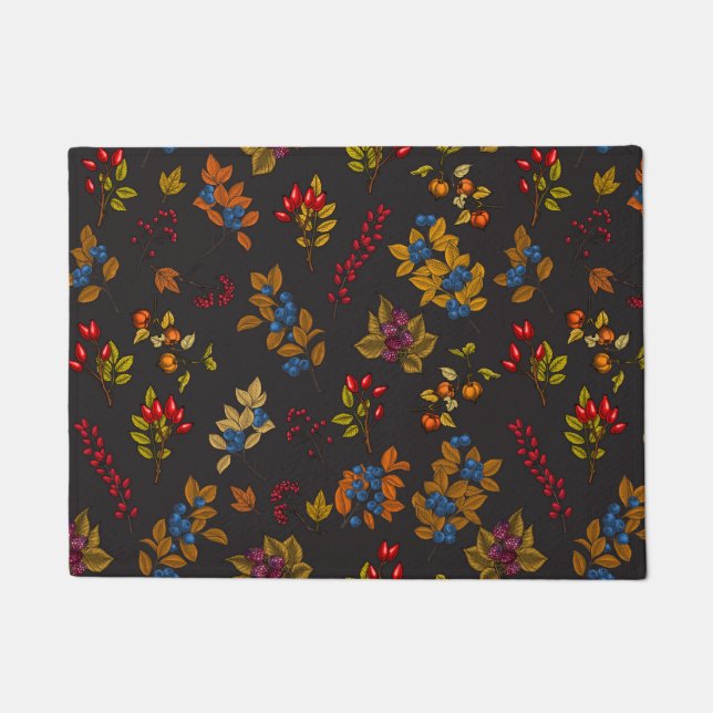 Autumn berries on chocolate brown 2 doormat (Front)