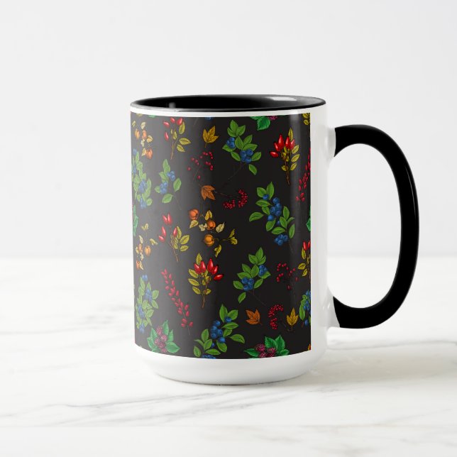 Autumn berries on chocolate brown mug (Right)
