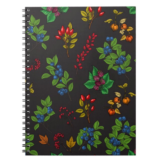 Autumn berries on chocolate brown notebook (Front)
