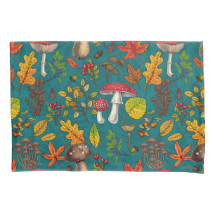 Autumn berries on chocolate brown pillowcase