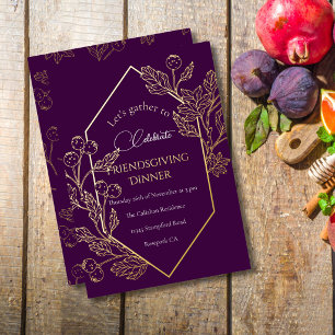 Autumn Berry Frame Dark Plum Gold Friendsgiving 