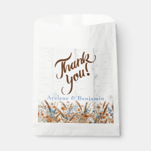 Autumn Birch Tree and Wildflowers Wedding Favour Bags