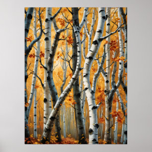 Autumn Birch Trees Poster