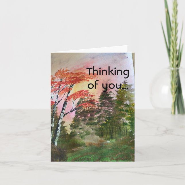 Autumn Birch Trees Thinking of You Blank Note Card (Front)