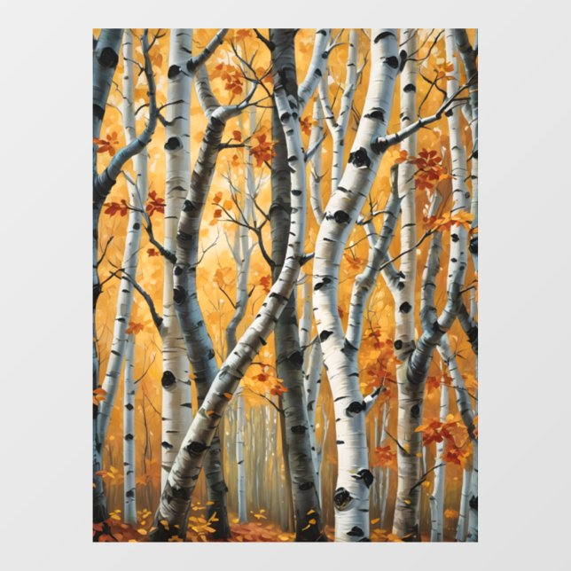 Autumn Birch Trees Window Cling (Sheet)