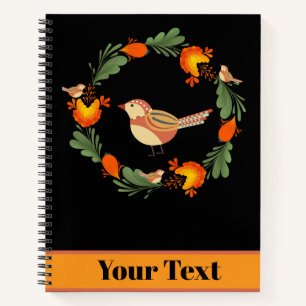 Autumn Bird Folk Art Notebook