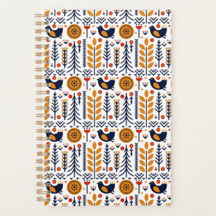 Autumn Bird Folk Art Pattern Planner