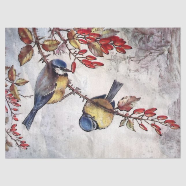 Autumn Birds 4 Decoupage Tissue Paper (Front)