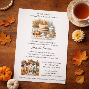 Autumn Birthday Tea Party Invitation Flyer