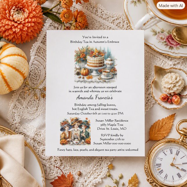 Autumn Birthday Tea Party Invitation  Flyer (Creator Uploaded)