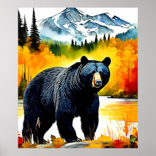 Autumn Black Bear River Design Poster