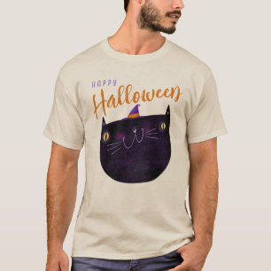 Autumn Black Cat Cute Halloween Thanksgiving Fall T-Shirt